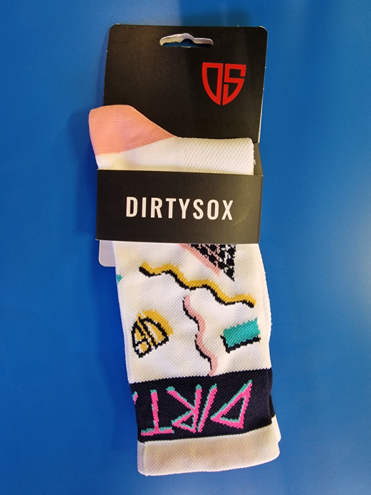 DirtySox Dirtysox 80s Cyclingsocks - White - 20cm, Gr.L