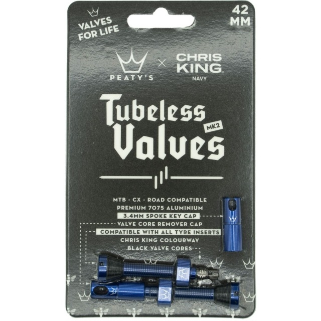 Peaty's Ventil, Chris King Tubeless MKII, 42mm, Marine Blau