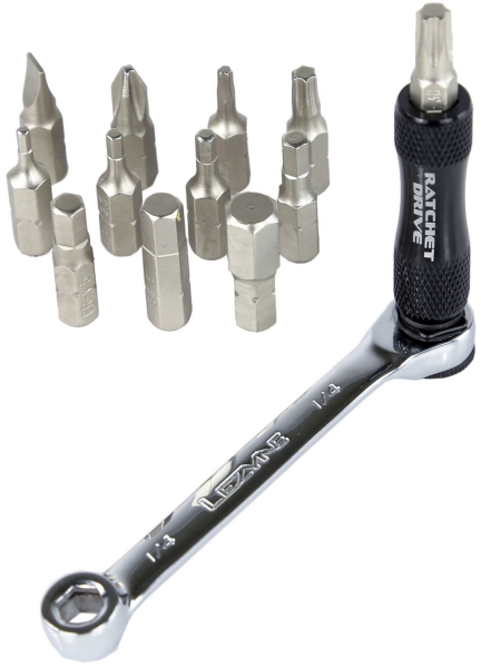 Lezyne Lezyne Werkzeug Ratchet Drive Black/Nickel, w/Case, Chrome Vanadium Bits,